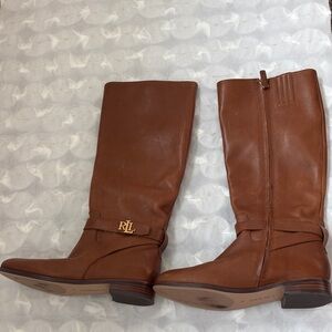 Ralph Lauren Tan Leather Heeled Boots